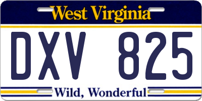 WV license plate DXV825