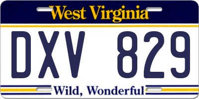 WV license plate DXV829