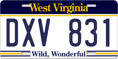 WV license plate DXV831