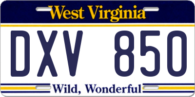 WV license plate DXV850