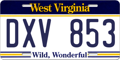 WV license plate DXV853