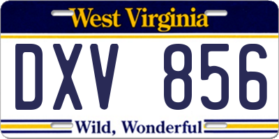 WV license plate DXV856