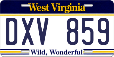 WV license plate DXV859