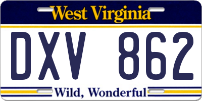WV license plate DXV862