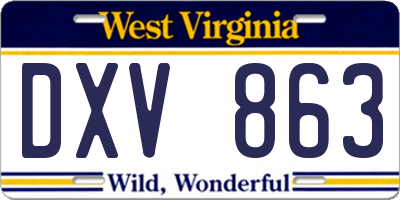 WV license plate DXV863