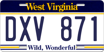 WV license plate DXV871