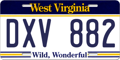 WV license plate DXV882