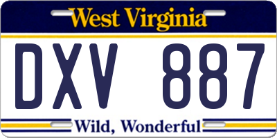 WV license plate DXV887