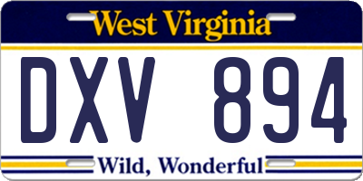 WV license plate DXV894