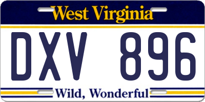 WV license plate DXV896