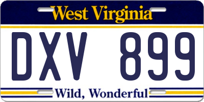 WV license plate DXV899