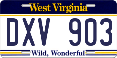 WV license plate DXV903