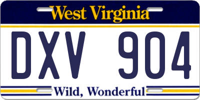WV license plate DXV904