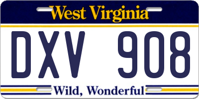 WV license plate DXV908