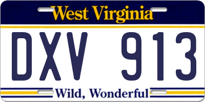 WV license plate DXV913