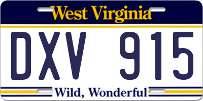 WV license plate DXV915