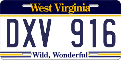 WV license plate DXV916
