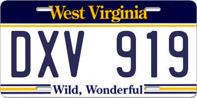 WV license plate DXV919