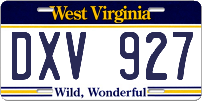 WV license plate DXV927