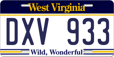 WV license plate DXV933