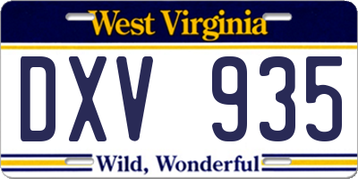 WV license plate DXV935