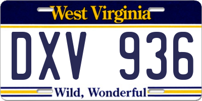 WV license plate DXV936