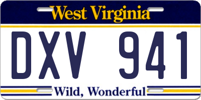 WV license plate DXV941