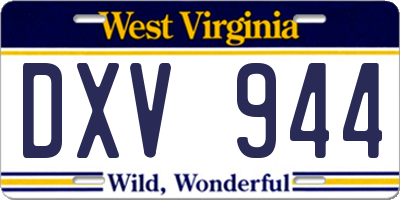 WV license plate DXV944