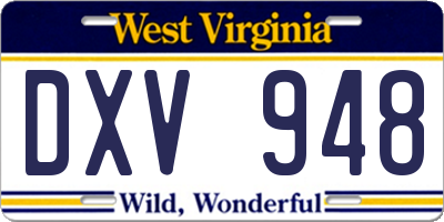 WV license plate DXV948