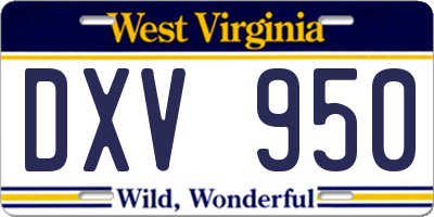 WV license plate DXV950