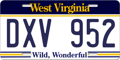 WV license plate DXV952