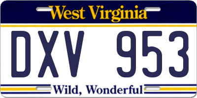 WV license plate DXV953