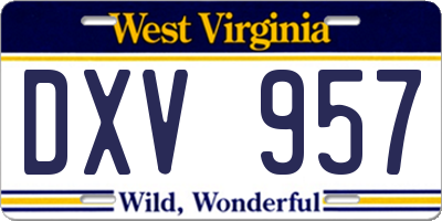 WV license plate DXV957