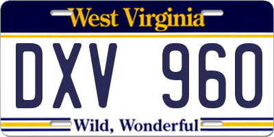 WV license plate DXV960