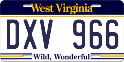 WV license plate DXV966