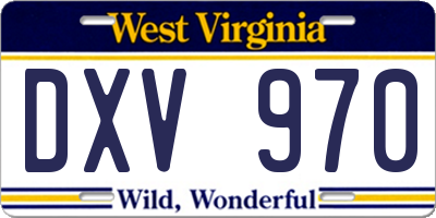 WV license plate DXV970