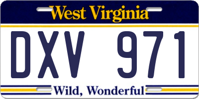WV license plate DXV971