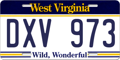 WV license plate DXV973