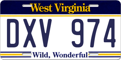 WV license plate DXV974