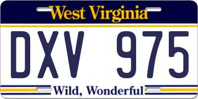 WV license plate DXV975