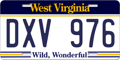 WV license plate DXV976