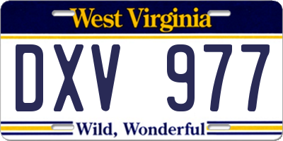WV license plate DXV977