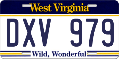 WV license plate DXV979