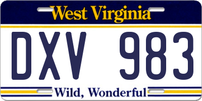 WV license plate DXV983