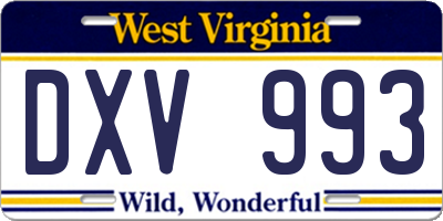 WV license plate DXV993