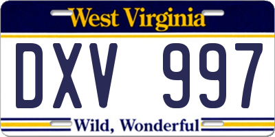 WV license plate DXV997