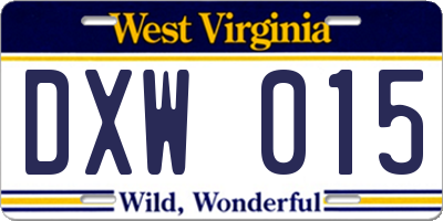 WV license plate DXW015