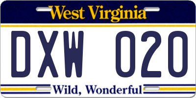 WV license plate DXW020
