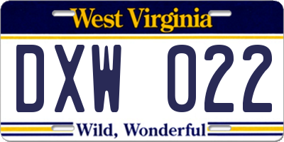 WV license plate DXW022