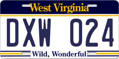 WV license plate DXW024
